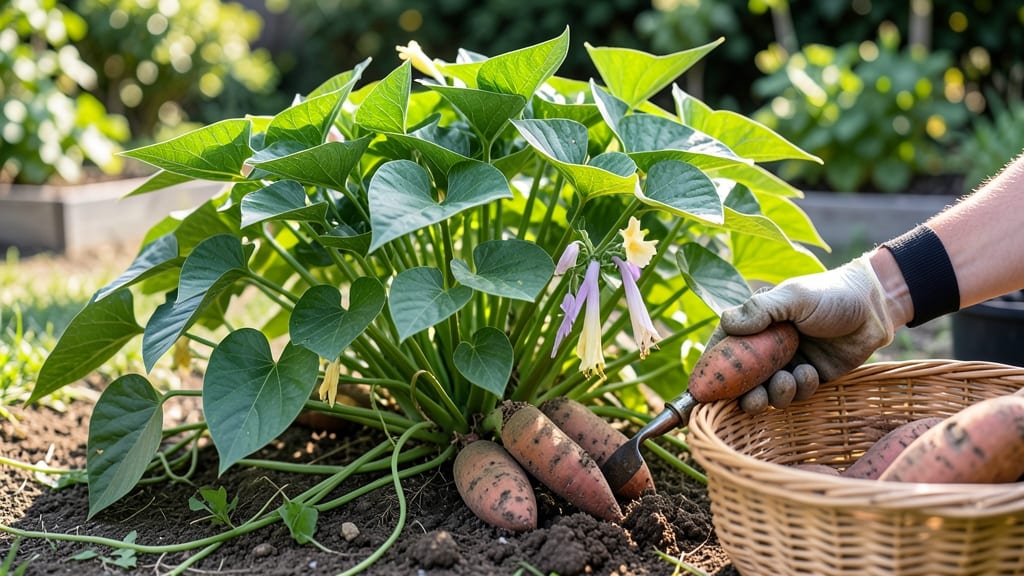 When to Pick Sweet Potatoes from the Garden: Skin Slip Test & Vine Dieback Signs